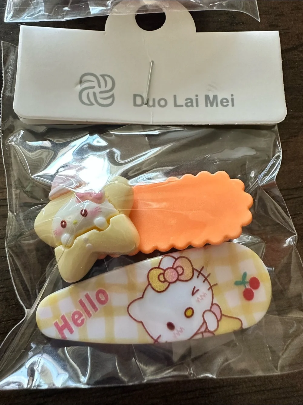 NWT Set of 4 Hello Kitty Child Size Hair Clips Barretts Green Orange Blue Yellow